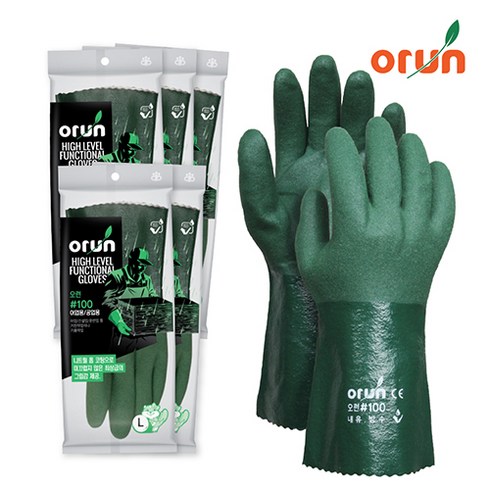 2023년 가성비 최고 pow장갑 - 오런 #100 어업용 공업용 니트릴 폼 코팅장갑, 녹색/L, 5개