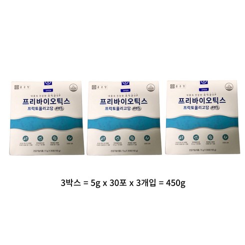 프리바이오틱스FOS 트리플 12박스10포 - 종근당 프리바이오틱스 프락토올리고당 FOS 유산균, 450g, 6개
