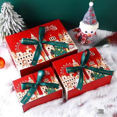 랑랑랜드 크리스마스 원터치 슬립 양문형 고급 리본 선물박스