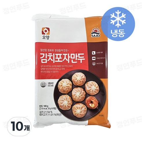 [정연푸드] 사조오양 김치 포자만두 (PC방 간식 야식 전자레인지 간편조리), 10개, 180g