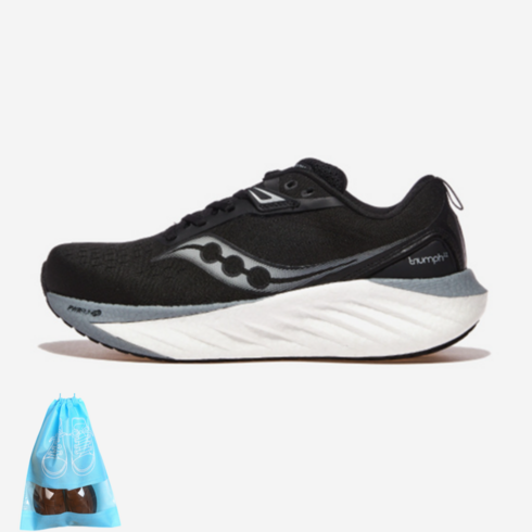 써코니트라이엄프22와이드 - [saucony] 써코니 런닝화 운동화 트라이엄프 22 와이드 M 남성 블랙 S20965-200 + 신발파우치