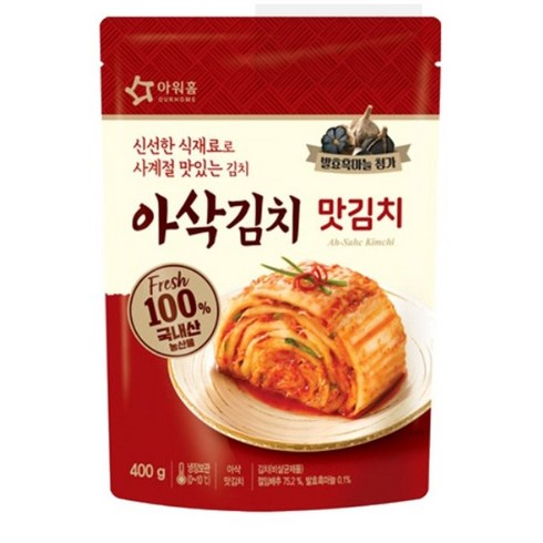 아워홈포기김치10kg - 아워홈 아삭 맛김치, 400g, 10개