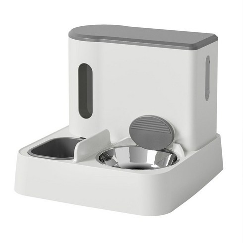 UNOGLOBAL 고양이 강아지 반자동 급식기 정수기, 그레이 (일반형 스텐), 1개