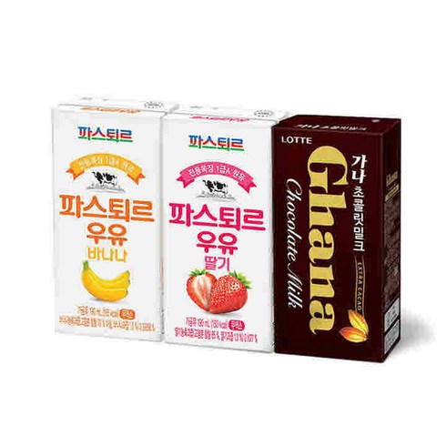 롯데 파스퇴르 우유 가나초콜릿 190mlx24입, 24입, 190ml