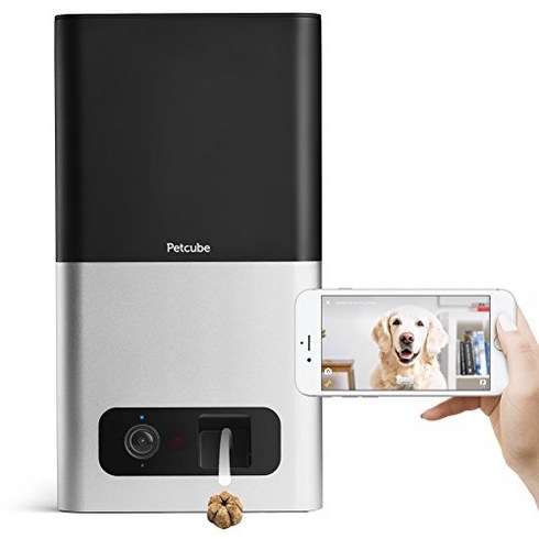 Petcube Bites Wi-Fi Pet Camera with Treat Dispenser: 2-Way Audio HD 1080p Video and Night Vision for dogs and cats. Compatible with Amazon Alexa (A, 1, Matte Silver