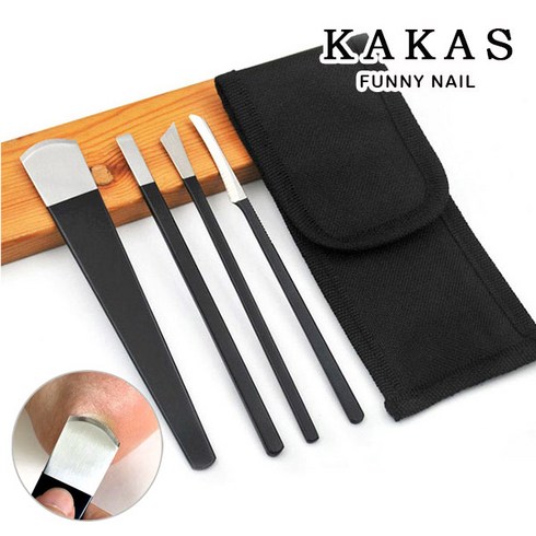 네일 패디 플래닝 나이프 4종 세트, 1세트, 블랙 + 실버