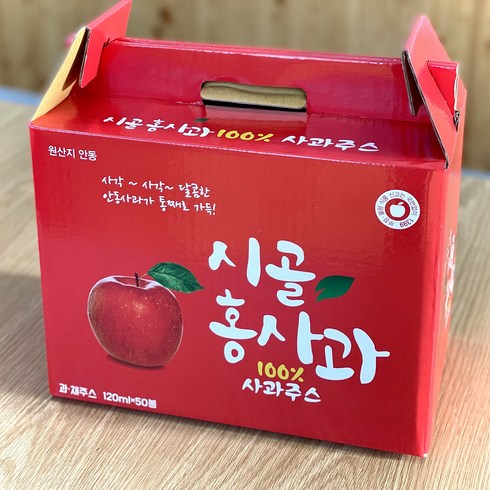 사과즙 - 시골홍사과 사과즙 120ml x 50팩, 6L, 1박스