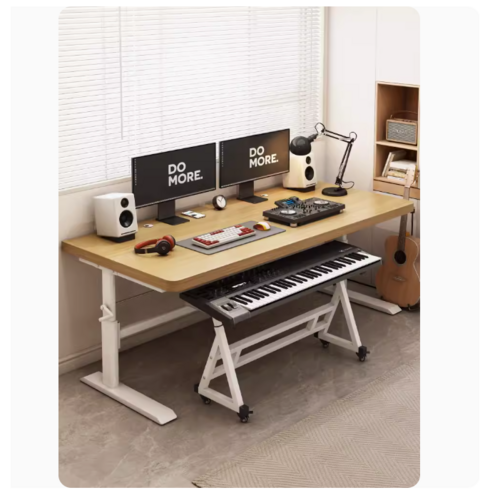 1인용 미디 데스크 조립식 피아노 책상 건반 테이블, 화이트+화이트