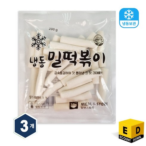 밀앤스토리 냉동 밀떡볶이떡, 3개, 200g