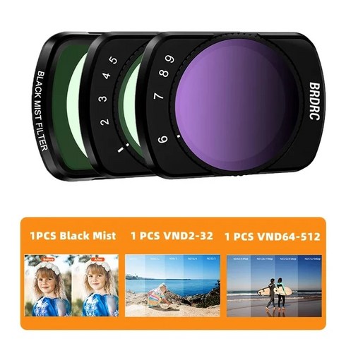BRDRC UV ND 렌즈 필터 키트 조절식 CPL 액세서리 DJI OSMO 포켓 3 핸드헬드 짐벌 카메라 ND8 ND16, [17] 3 in 1 set