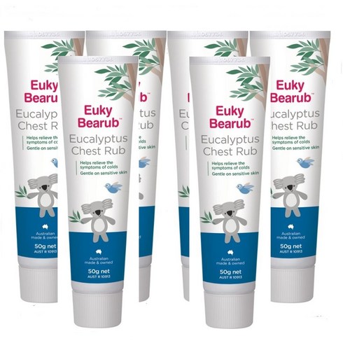 호주 유키베어럽 바르는 감기크림 유칼립투스 체스트러브 50g Euky Bearub Eucalyptus Chest Rub 50g, 6개