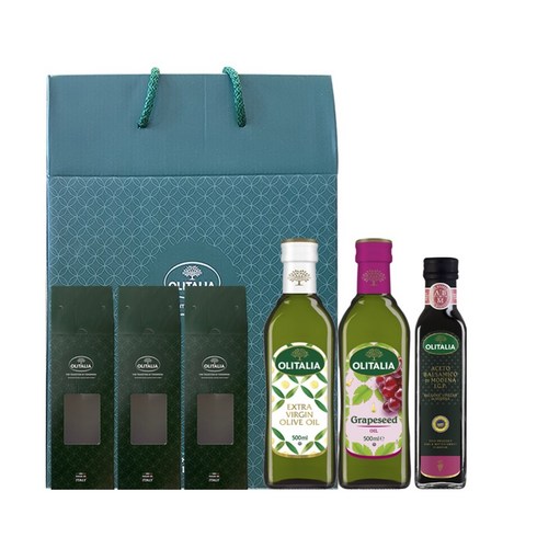 2023년 가성비 최고 오일선물세트 - 올리타리아 스페셜 29호 세트 올리브유 500ml + 포도씨유 500ml + 모더나발사믹식초 1 그레이프 250ml, 1세트