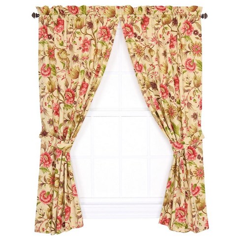 커텐종류 - Ellis Curtain Vareen 꽃무늬 프린트 테일러드 패널 쌍 커튼 타이 백 168 x 153cm 앤티크