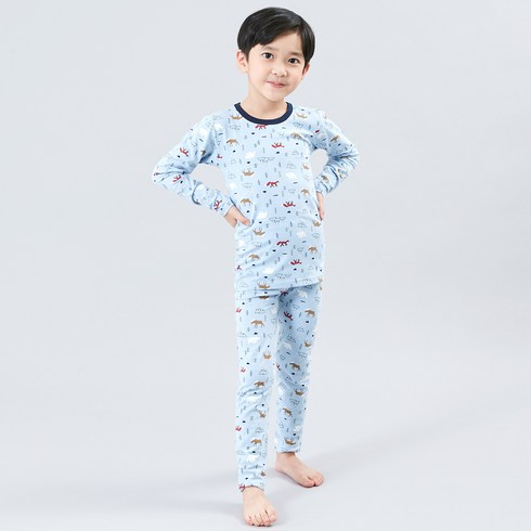 아동용 겨울숲 9부 40수 면스판 실내복 상하벌