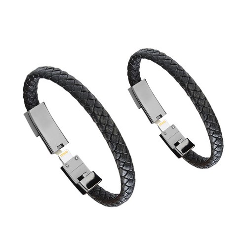 원웨이 2개 usb 충전팔찌 아이폰용 안드로이드 c타입 남자 여자용 블랙팔찌, 1+1 안드로이드 c타입 (남성용 + 여성용)