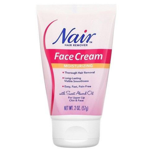 Nair 제모제 모이스처라이징 페이스 크림 인중 턱 얼굴용 57G 2OZ), 1개, 57g(2oz)