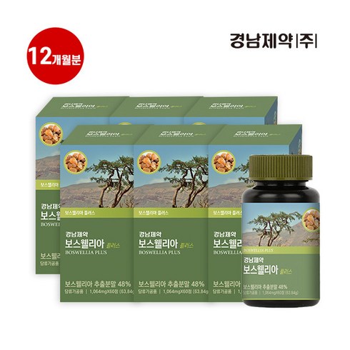 [경남제약] ○[더블] 보스웰리아 플러스 12개월(1 064mg*60정*6병), 상세 설명 참조, 상세 설명 참조