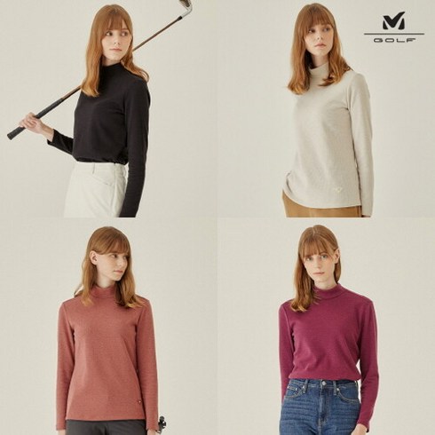 2023년 가성비 최고 밀레골프기능성기모셔츠 - 밀레골프 여성 기모 모크넥 티셔츠 4종