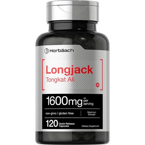 롱잭 통캇 알리 1600mg 120캡슐 Longifolia 뿌리 추출물 분말 테스토스테론 공식 NonGMO 글루텐 프리 호르바흐, 1개