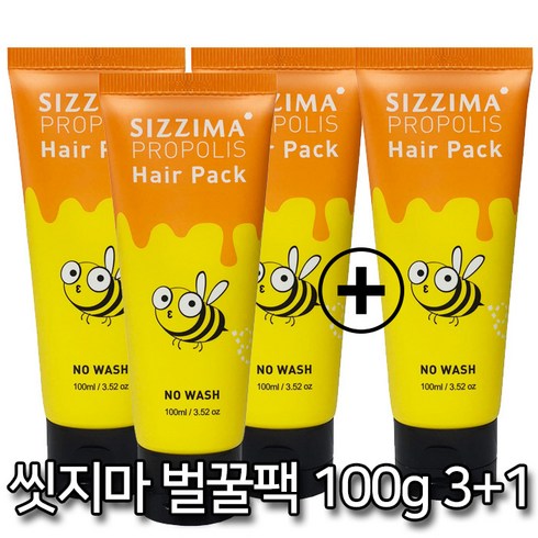 물미역트리트먼트 - 씻지마 노워시 벌꿀 헤어팩, 100g, 4개