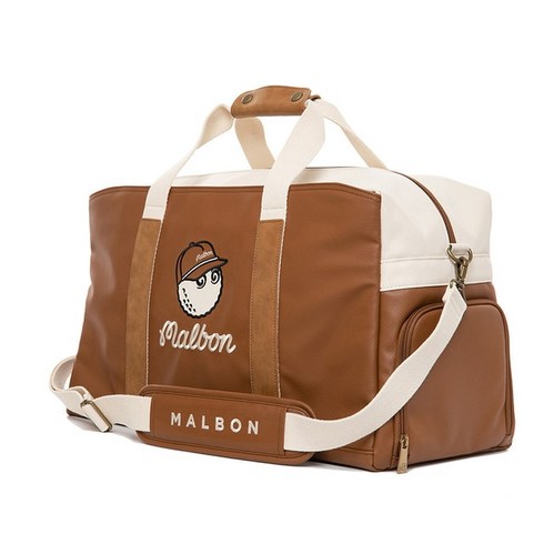 남성골프보스턴백 남성보스턴백 여성보스턴백MALBON 남녀공용 골프 가방 범, 02 brown-white