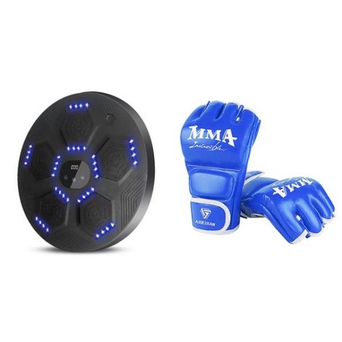 뮤직복싱기계LED 블루투스 스마트 복싱 머신 음악 벽 타겟 가정 운동 어린이 성인, 13 Black with Gloves D, 1개