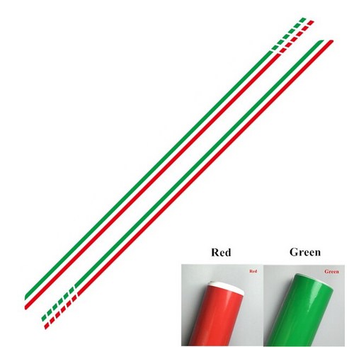 이탈리아 국기 스포츠 줄무늬 자동차 웨이스트라인 스티커 피아트 500 바디 도어 사이드 장식 비닐 데칼 레이싱 액세서리 2 개, [08] Green-Red, 2개