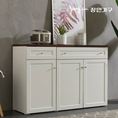장인가구 쉐프 1200 서랍 주방수납장, 아이보리