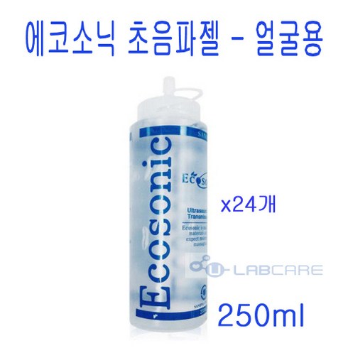ecosonic - 국산 초음파젤 250ml 물리치료 마사지젤 고주파 24개, 에코소닉 투명(얼굴용) 24개