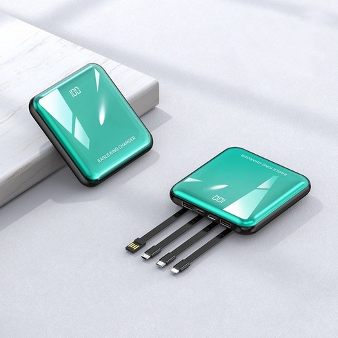 PYHO 보조 배터리 일체형 고속충전 미니 보조배터리 20000mAh 휴대용충전기, 녹색