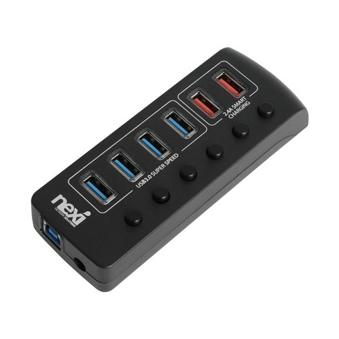 USB3.0허브 4포트 5Gbps 충전2포트 2.4A 유전원허브 여러개 멀티포트 개별스위치 NX1232