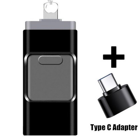 3.0 USB 메모리 3.2 드라이브 대용량 C타입 귀여운 4 IN 1 OTG 플래시 for iPhone 16GB 32GB 64GB 128GB 256GB 512GB Pendrive, 512GB_Black with HTC