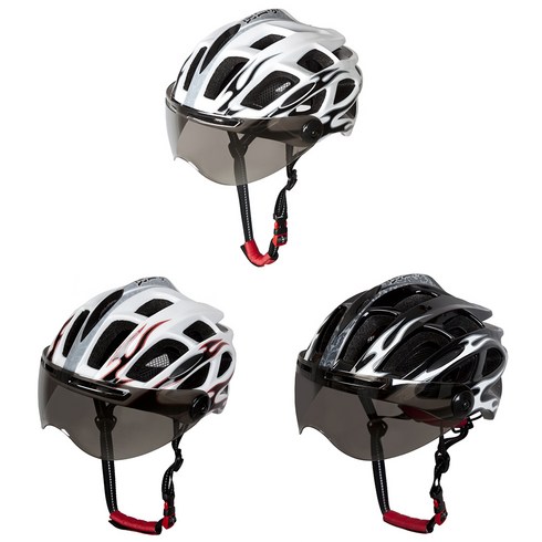 자전거용품 SVR 고글 일체형 헬멧 SKY1 대두 빅사이즈 큰머리, 블랙/화이트