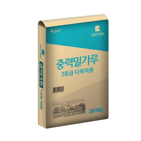 대한제분 곰표 중력밀가루 3등급 다목적용 20kg 중력3등 중력분, 1개