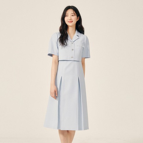 지고트원피스 - JJ지고트 스티치 오픈 칼라 A라인 원피스 GP5P0OP541