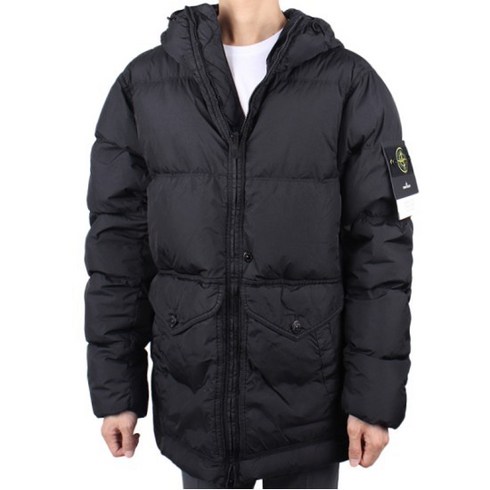 811540723v0029 - 24FW 남성 와펜 패치 크링클랩스 후드 다운 패딩 블랙 811540723 V0029