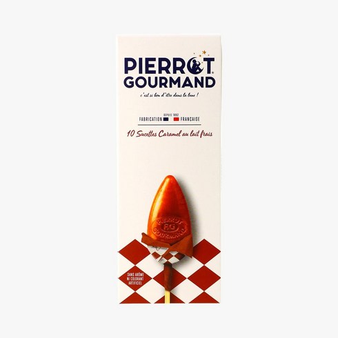 2024년 가성비 최고 피에로구르망 - 프랑스 피에로 구르망 Pierrot Gourmand lollipops 신선한 우유 캐러멜 막대사탕 10개입 131g, 8팩