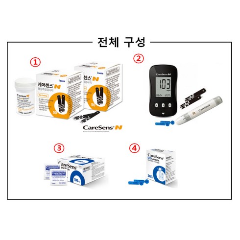 케어센스에어 - [대한의료기 출고확인] 케어센스N 혈당측정기+시험지110매+채혈침100매+솜100매, 1개