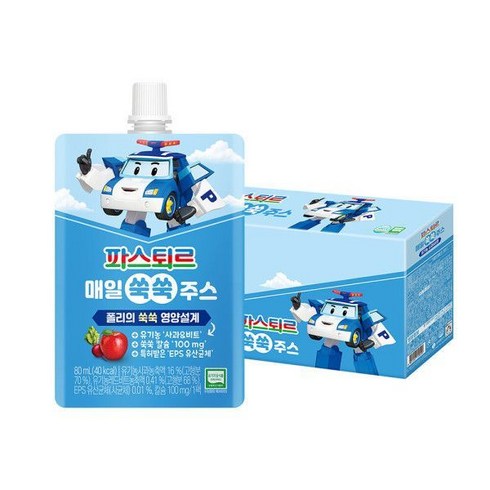 파스퇴르] 로보카폴리 매일 쑥쑥 주스 80mlx10팩, 10개, 80ml