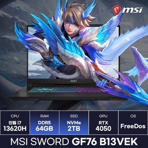 MSI Sword GF76 B13VEK i7 13세대 RTX4050 게이밍노트북 (64GB/2TB) / ICDI