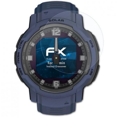 시계보호필름 평면 곡면 겸용 액정 고광택 Garmin 가민 인스팅트 크로스오버 스크린 프로텍터와 호환되는 AtFoliX 프로텍트 초클리어 FX 필름 3X