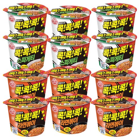 콕콕콕스파게티 - 오뚜기 스파게티 큰컵 120g x 6p + 라면볶이 큰컵 120g x 6p, 12개