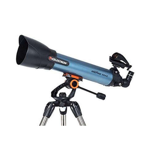 Celestron Inspire 100AZ 굴절 스마트폰 어댑터 내장 망원경 블루 (22403)