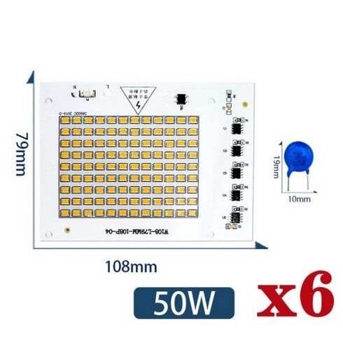 2023년 가성비 최고 이월드자유이용권 - 6 개몫 Led 램프 10W 20W 30W 50W 100W 스마트 IC 투광 조명 COB 칩 SMD 2835 5730 야외 긴 서비스 시간 DIY 220V, 50W 220V_Warm White, 6개