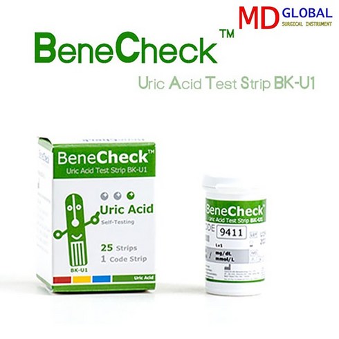 BeneCheck 베네첵 요산 시험지 25매 (알콜스왑25매증정), 1개, 25개