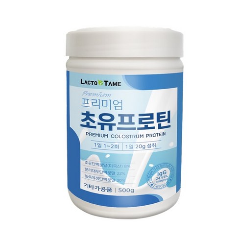 락토테미 프리미엄 초유 프로틴 대용량 초유단백분말 분리대두 농축유청 산양유단백질, 1통, 500g