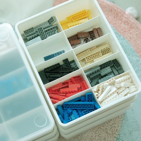 레고 조립 블럭 작은 피스 칸분리 장난감 정리함+뚜껑 2개set, 10칸(1개)+15칸(1개)