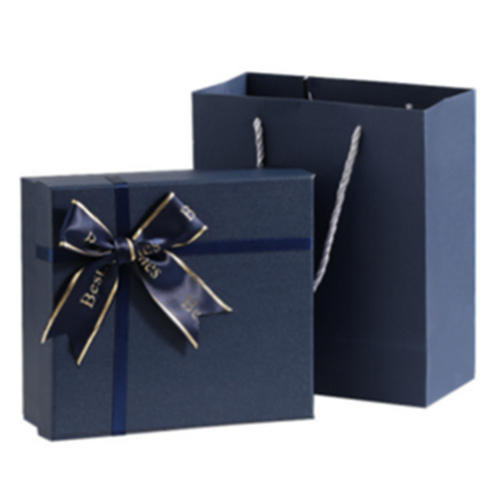 PEACH 리본 포장 선물 상자 쇼핑백, 1개, 블루