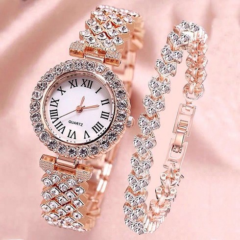 팔찌시계 - FANSYLI 여성 패션시계 디럭스 큐빅시계 생일선물 기념일선물 시계+팔찌 X7J08