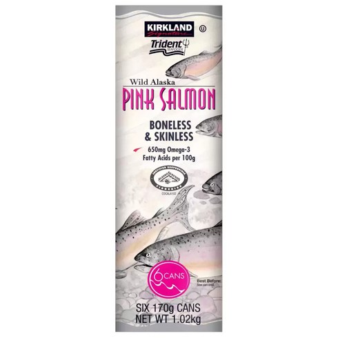 [영국발송] 6캔입 코스트코 커클랜드 와일드 알래스카 핑크 살몬 연어 통조림 Kirkland Signature Wild Alaskan Pink Salmon 6 x 170g